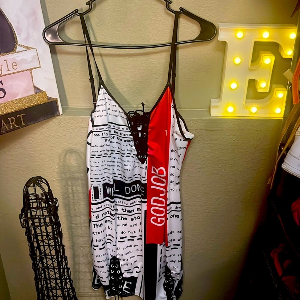Newspaper like dress very fun sexy night date dress worn once